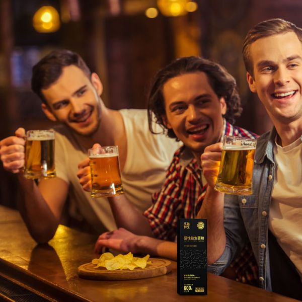 Active probiotic powder promotes alcohol breakdown and protects a healthy gut.