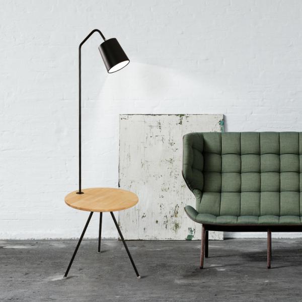 Standing LED iron tripod floor lamp for sitting room Studio wooden floor lamp(WH-WFL-15)