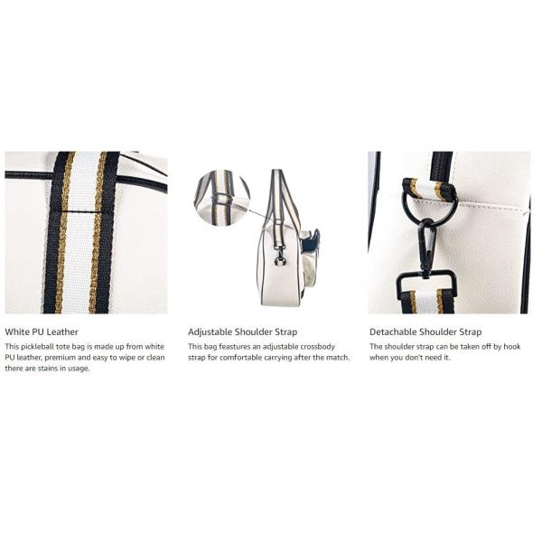 Sac fourre-tout au pickleball des femmes de polyester de cuir d'unité centrale, sac marin de pickleball