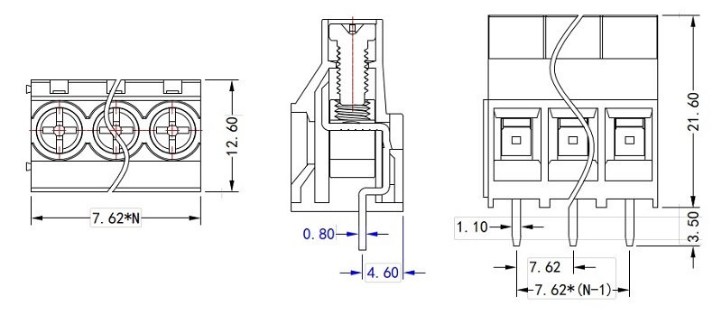 3 Pins Plug-in Terminal Block Alternatives Phoenix Mkds 5/3‑7.62 300v 20a For PCB