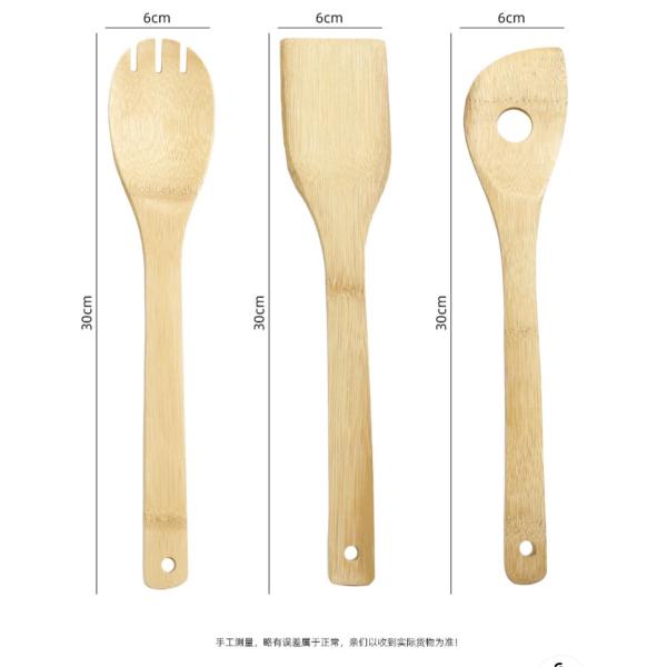 6 штук Бамбуковый кухонный прибор набор Деревянная ложка для приготовления пищи