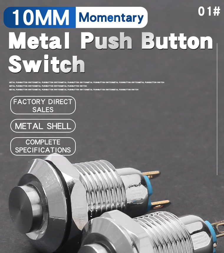 Momentary Metal Push Button Switch 10MM 1NO High Head No LED Self-Reset Jog Switch Welding Foot