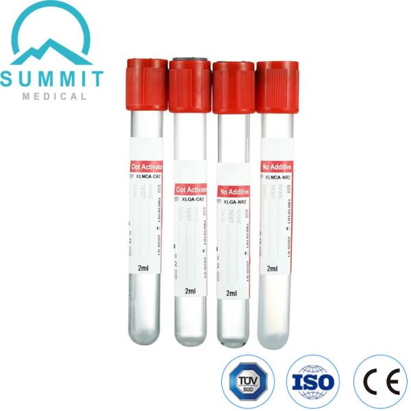Disposable Red Top Non-Additive Plain Vacuum Blood Collection Tube 2ml