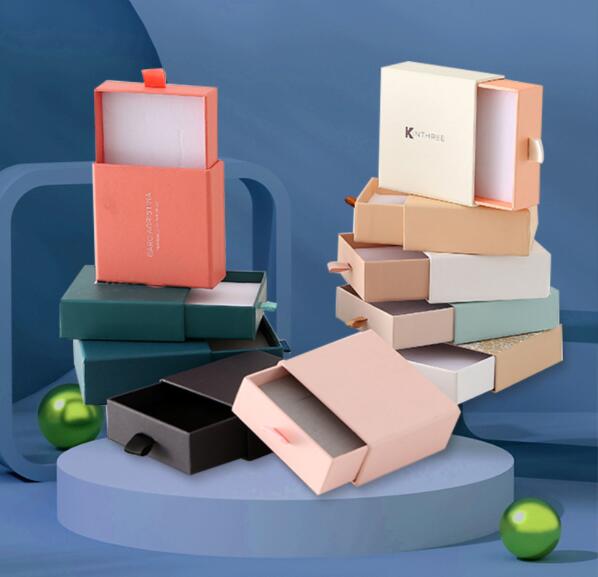 Square Small Jewelry Packaging Boxes 250gsm Cardboard Paper Drawer Box