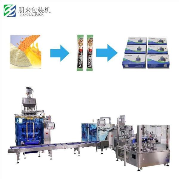 Factory Fully Automatic Multi-Row Sugar Honey Powder Bagging Carton Packing and Carton Wrapping Film Machinery Production Line