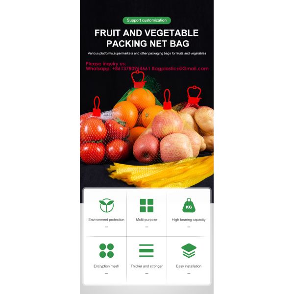 Vegetable net bag fruit vegetable storage bag Best Selling Vegetable And Fruit Packaging Mesh Bags Fruit Nut Packaging Plastic Netting Ginger Plastic Mesh Bags