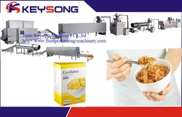 Industrial Puffed Rice Cake Machine , High Capacity Corn Flakes Production Line