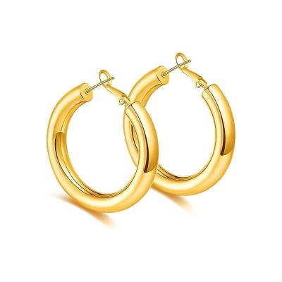 18K Big Gold Hoops Stainless Steel Engagement Large Silver Hoop Earrings