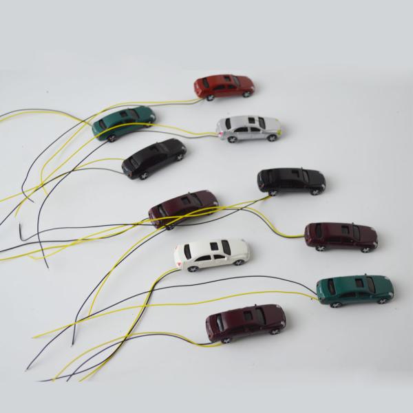 1;150 ABS plastic metal painted cars with Led for architcture metarial