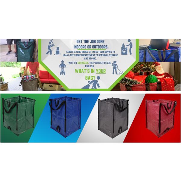 Heavy Duty Home and Yard Waste Bag Woven Polypropylene, Reusable Lawn and Leaf Garden Bag with Reinforced Carr