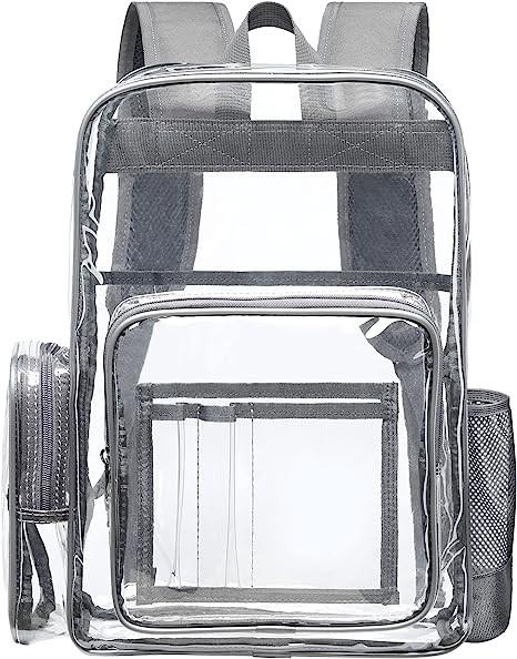 Clear Backpack Heavy Duty - Large Clear Backpacks For School PVC Transparent Bookbag For Students Work Stadium Travel