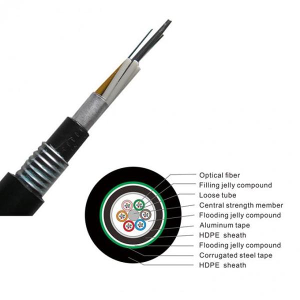 G652D 250um Fiber Outdoor Armored Fiber Optic Cable GYTA53 48 Core