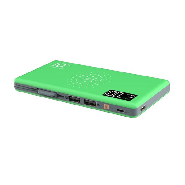 Charming Wireless Power Bank 10000MAH Fast Portable Mobile Phone External Battery Charger with 3-IN-1 Cable & LCD Screen
