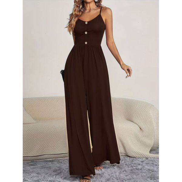 2026 New Summer Trend Stylish Strapless Waist-Cinching Sleeveless Wide-Leg Jumpsuit with Flowing Wide Legs