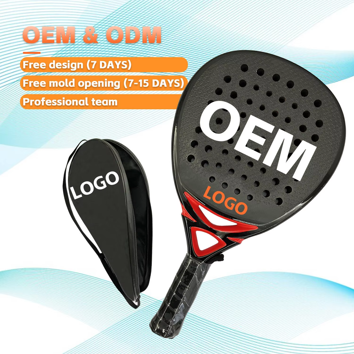 OEM Custom 3K Carbon Fiber Padel Racket with Superior Spin Power and Custom Logo Printing