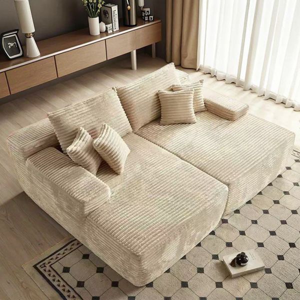 Living Room Modular Sectional Corduroy Sofa Bed Plush Vacuum-Packed Compressed Sofa Couch Frameless Sofa for Apartment Villa