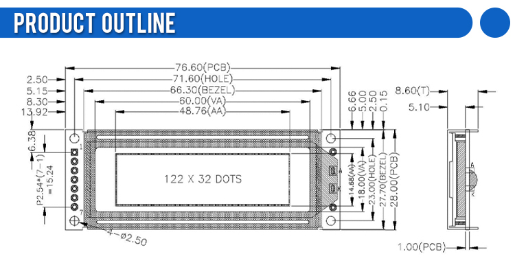 Grey Film 12232C-1 Serial Port LCD Display Screen LCD Module With Backlight LCM Display Module SPI 7PIN Interface