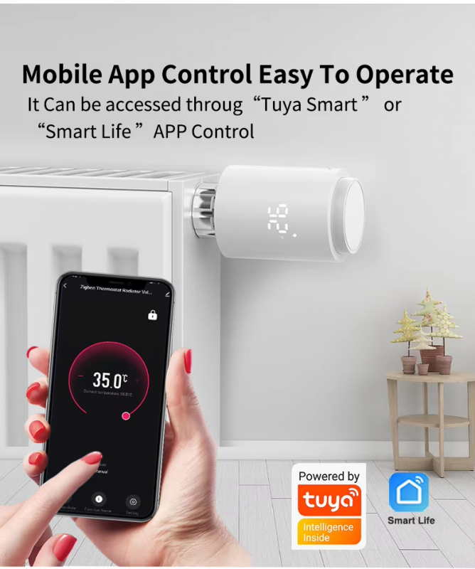 SIXWGH Zigbee 3.0 Smart Thermostatic Radiator Valve (TRV) Alexa/Google Assistant Tuya App 7-Day Programmable Wireless Heating