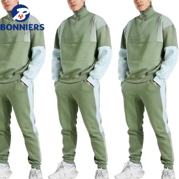OEM/ODM Winter Tracksuits New Arrival 1/4 Zip Fitted Unisex Sweatsuits Tracksuit Wholesale Sweat Suit Men