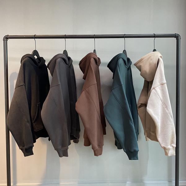 Thick French Terry Fleece Homem grande oversized capuz Drop castanho cinzento Shoulder Hoodies estilo Pullover