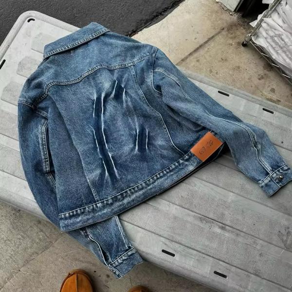 Men personalizados Fit Fit Bulk Denim Track para hombres Juego de chaqueta de trabajo de jean de moda