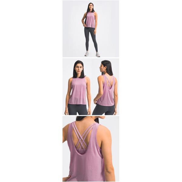 Women Fitness Loose Fit Breathable Casual 2 in 1 Tank Top Yoga Sports Bras ISO