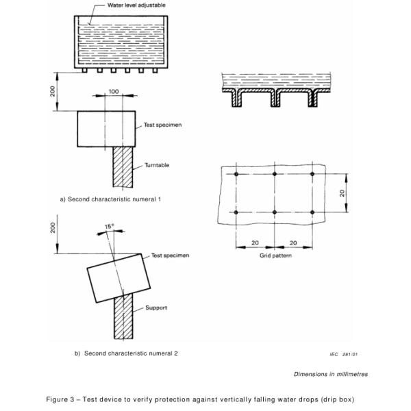 Вода IEC 60529 вертикально падая падает испытательное оборудование IP для IPX1 IPX2