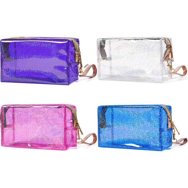 Cosmetic Bags PVC Transparent Zippered Toiletry Bag With Handle Strap