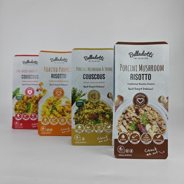 Factory Wholesale Colorful Spot UV Print 250g 8.8oz Premix Food Packaging Pouches 8 Side Seal Bags