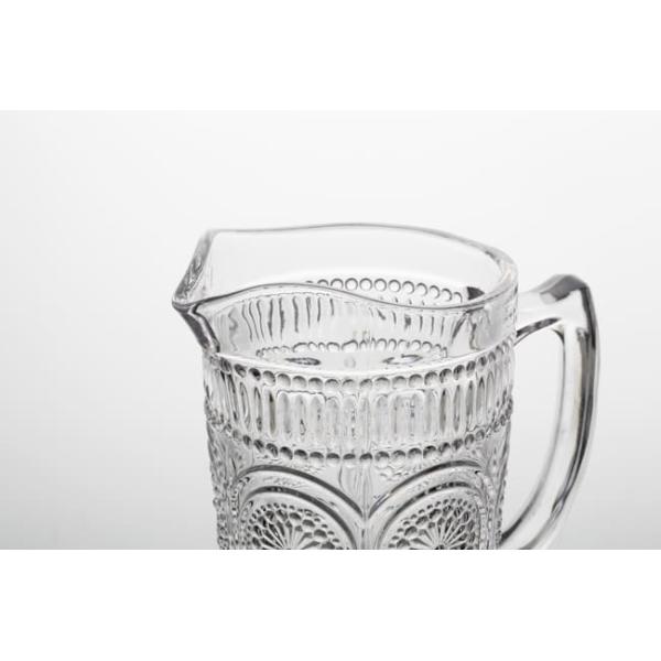 45 Ounce Vintage Glass Water Pitcher Machine Made Transparent Embossed