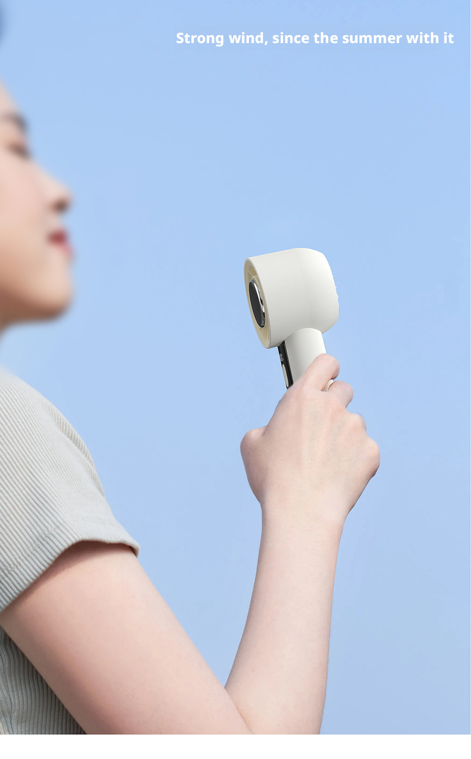 Customized High Speed 3000mAh Battery Handheld Fan Digital Display For Car Household Use