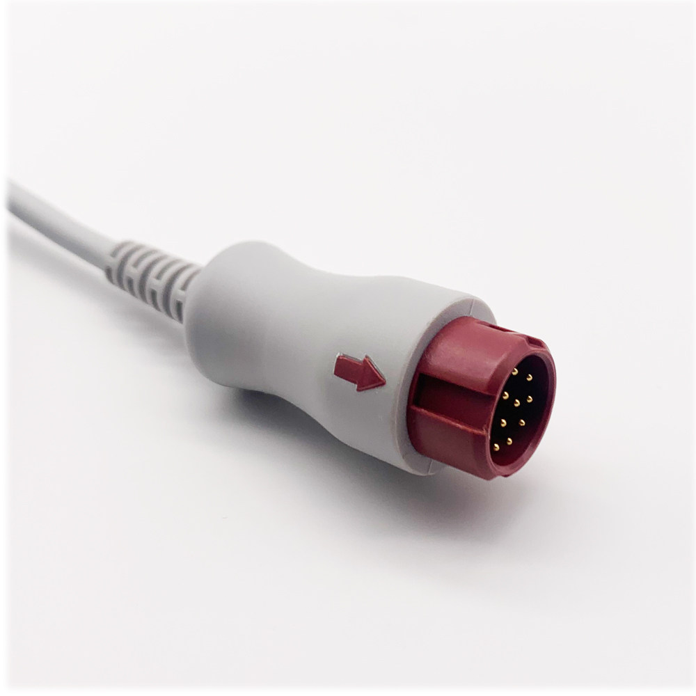 Compatible 12-Pin 1-to-2 Dual Channel IBP Invasive Blood Pressure Extension Cable for Mindray & PH-ILIPS Patient Monitors