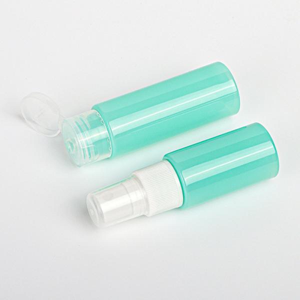 Plástico cosmético da cor verde 50ml de garrafa do pulverizador do produto comestível com Flip Cap