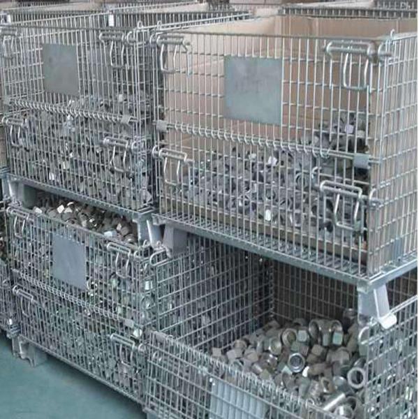 Stacking Design Folding Steel Wire Mesh Cages 500KG-1000KG For Transfer And Storage
