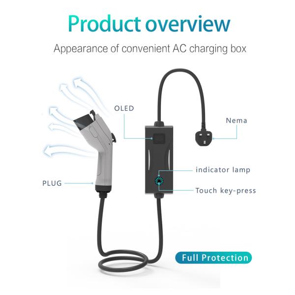 Заряжатель электрического автомобиля 3.3kW ЕС стандартный портативный заряжатель типа 2 6 до 16 Amp