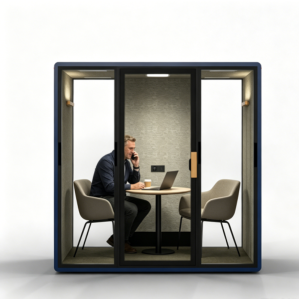 Modern Glass Vocal Isolation Booth Acoustic Office Pods 30dB~35dB
