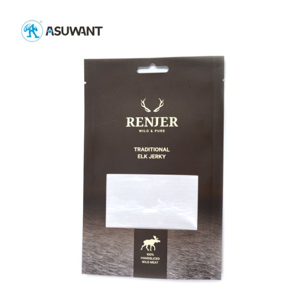 Biodegradable Kraft Paper Ziplock Bags 3 Side Sealed Mylar Ziplock Bag With Window