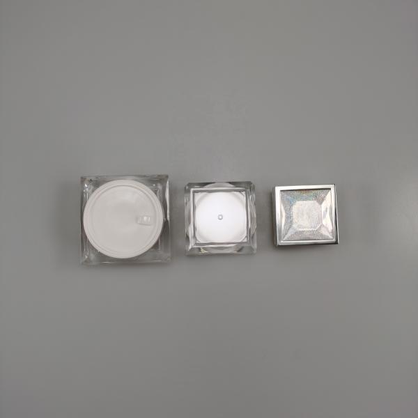 Skin Care Cream Plastic Cap 15g 30g 50g Square Acrylic Eye Cream Jar with Diamond Silver Lid