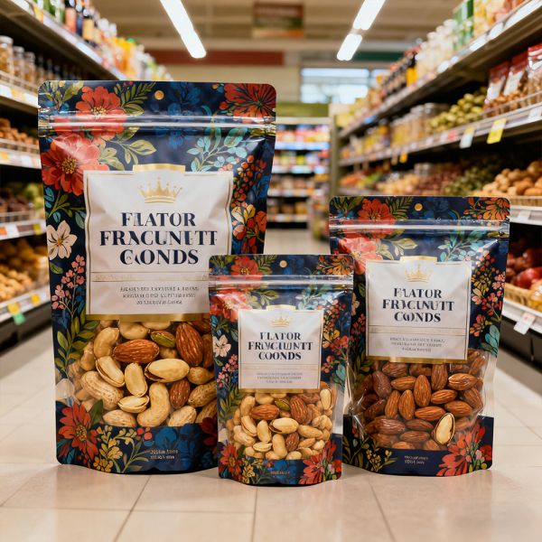 Zipper Top Eco-friendly Foodgrade Snack Nut Packaging Bag Custom Logo UV Hot Stamping Scratch-off Smellproof Stand Pouch
