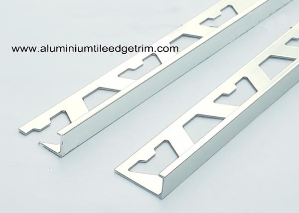 Flat 8mm Chrome Tile Trim For Bathroom Tiles Or Wall Tile Corner