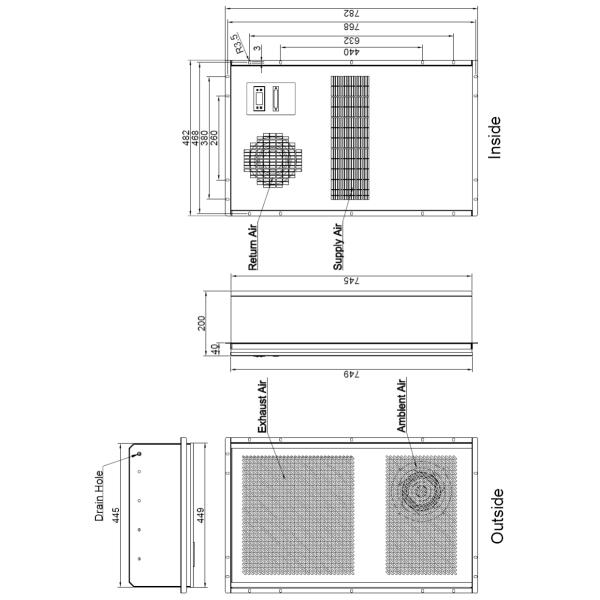 1500W 48VDC Outdoor Cabinet Air Conditioner For Base Station