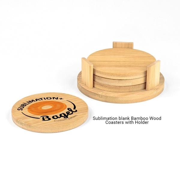 Sous-verre rond en bois de bambou naturel par sublimation, respectueux de l'environnement, avec logo personnalisé