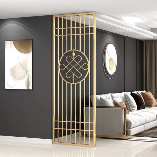 Modern Stainless Steel Screen Partition Metal Grille Carved Folding Room Divider