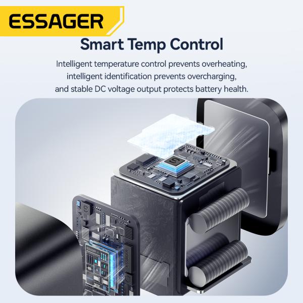 45W QC3.0 5V 3A ESSAGER ES-CD60 Super Fast Charging USB Wall Charger for Travel and Phone Flash