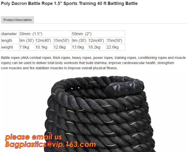 Poly Dacron Battle Rope 1.5 Sports Training 40 ft Battling Battle