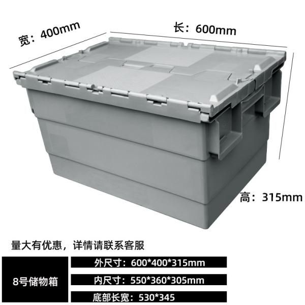 HOT Sale Heavy Duty Logistic Nestable Stackable Plastic Storage Moving Boxes Turnover Tote Box Attached Lid Container