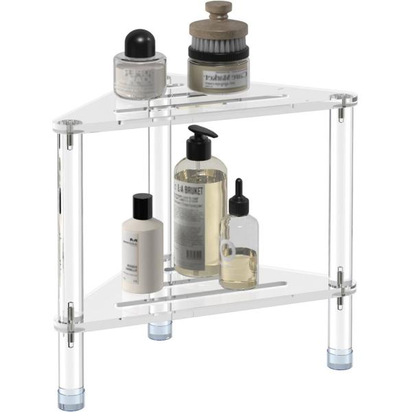 Bespoke Detachable Clear Acrylic Corner Table Lucite Shower Stool for Bathroom