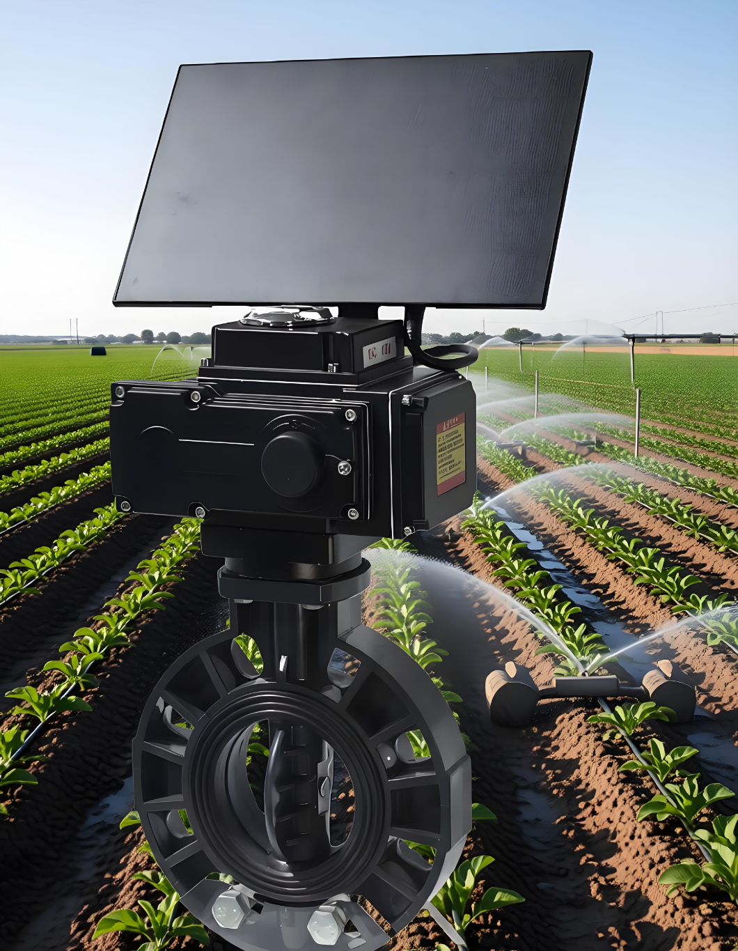 4G Smart Solar Powered Butterfly Valve, Wireless App Control Large Diameter Irrigation Valve for Agriculture