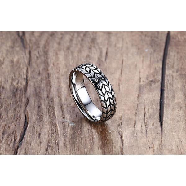 Wedding Engagement Gift Stainless Steel Tire Tread Ring Plating 6mm For Couple