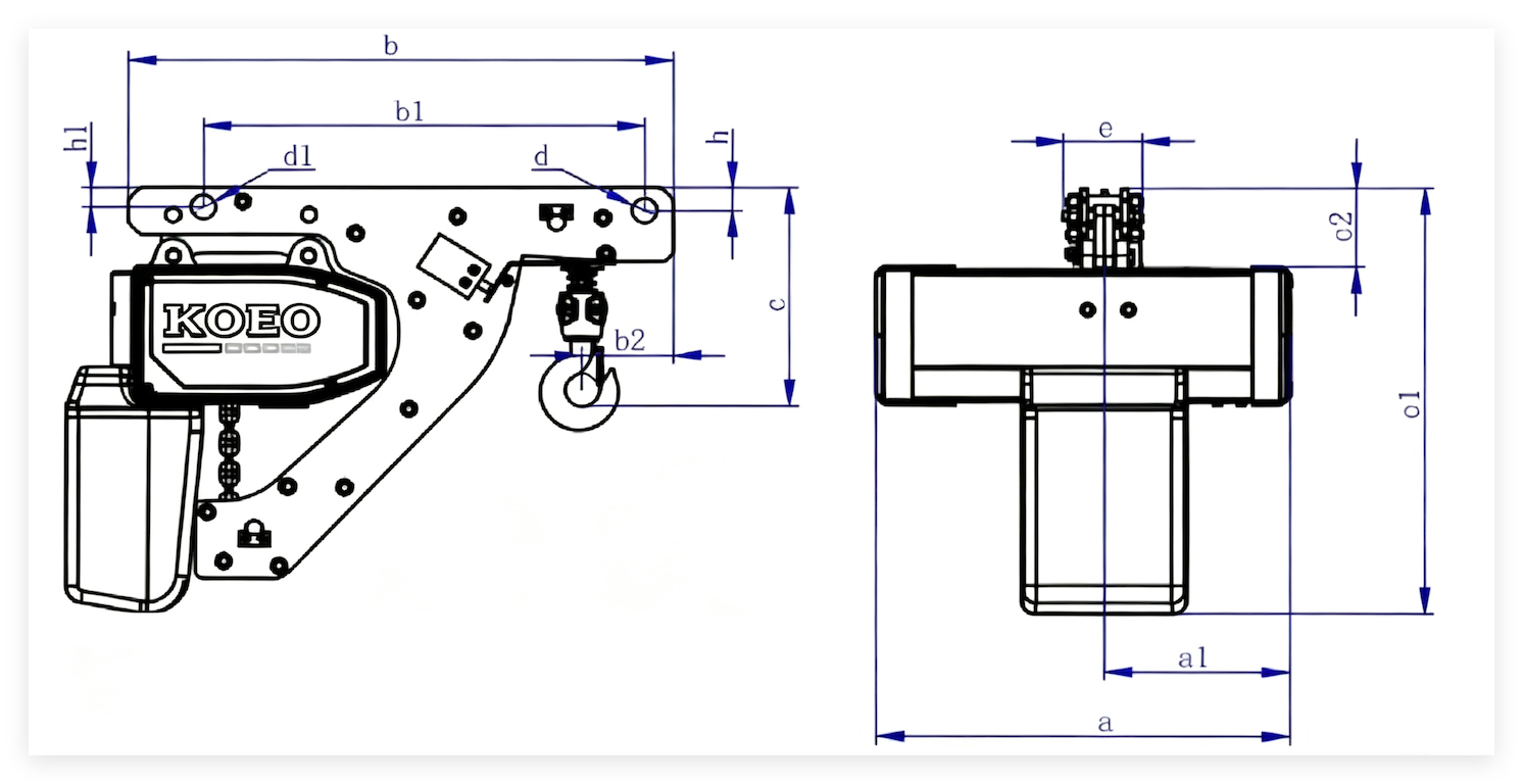 CE ISO Certified Low Headroom Electric Hoist High Precision Low Headroom Trolley Hoist